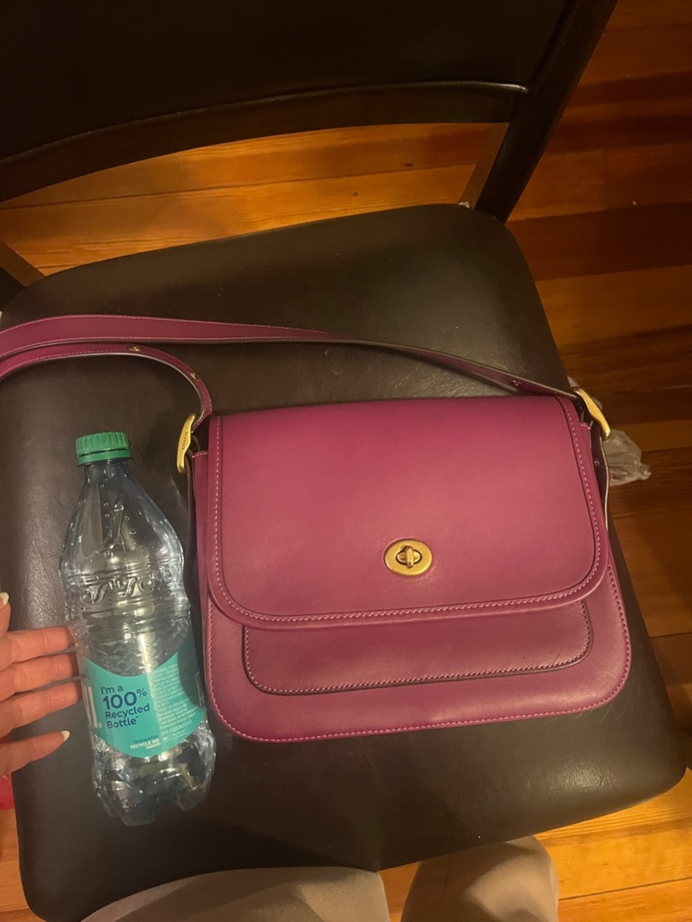Coach crossbody shoulder bag in a Vibrant Magenta glove tanned leather